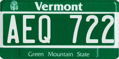 VT license plate AEQ722