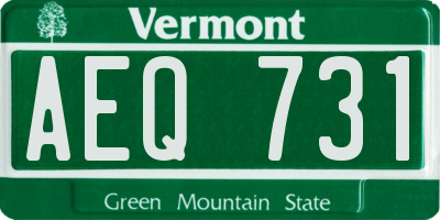 VT license plate AEQ731