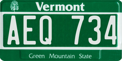 VT license plate AEQ734