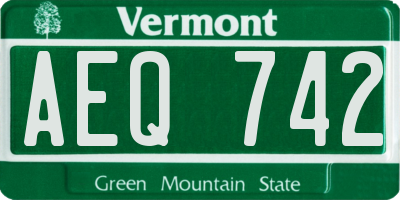 VT license plate AEQ742