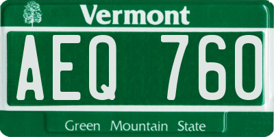 VT license plate AEQ760