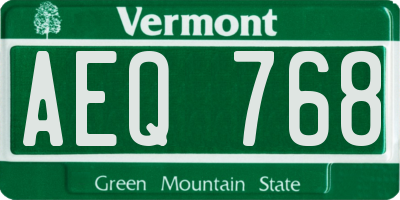 VT license plate AEQ768