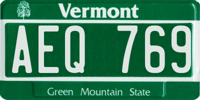 VT license plate AEQ769