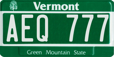 VT license plate AEQ777