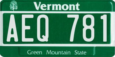 VT license plate AEQ781