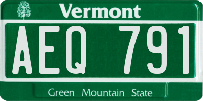 VT license plate AEQ791