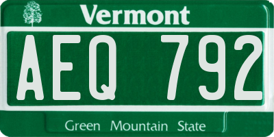 VT license plate AEQ792
