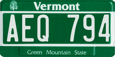 VT license plate AEQ794