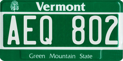 VT license plate AEQ802