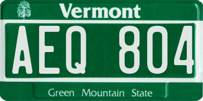 VT license plate AEQ804