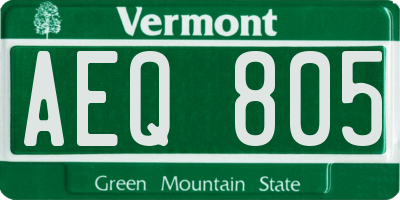 VT license plate AEQ805