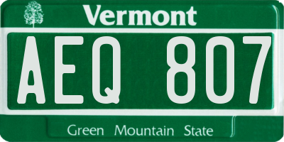 VT license plate AEQ807