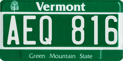 VT license plate AEQ816