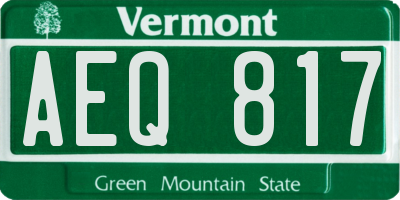 VT license plate AEQ817