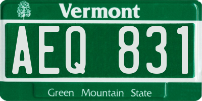 VT license plate AEQ831