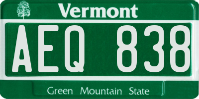 VT license plate AEQ838