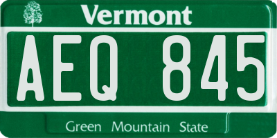 VT license plate AEQ845