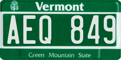VT license plate AEQ849