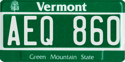 VT license plate AEQ860