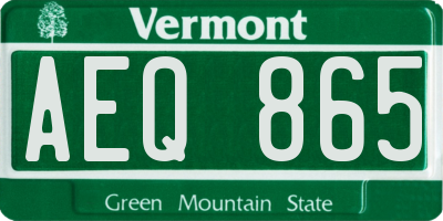 VT license plate AEQ865