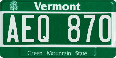 VT license plate AEQ870