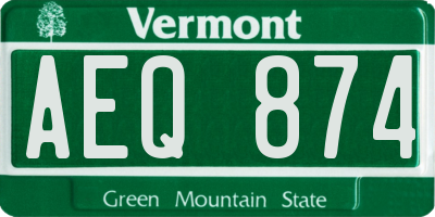 VT license plate AEQ874