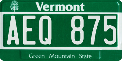 VT license plate AEQ875