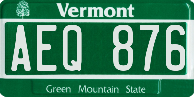 VT license plate AEQ876