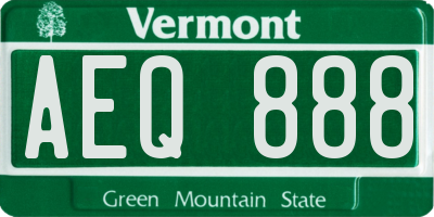 VT license plate AEQ888