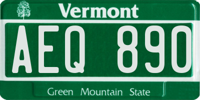 VT license plate AEQ890