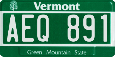 VT license plate AEQ891