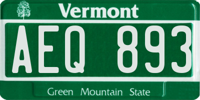 VT license plate AEQ893