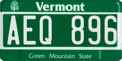 VT license plate AEQ896