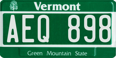 VT license plate AEQ898