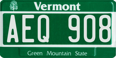 VT license plate AEQ908