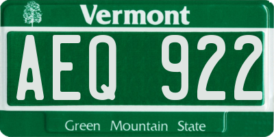 VT license plate AEQ922
