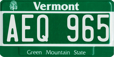 VT license plate AEQ965