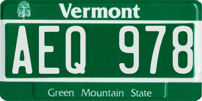 VT license plate AEQ978