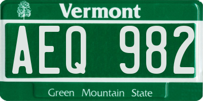 VT license plate AEQ982