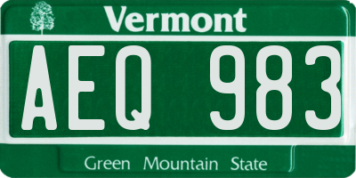 VT license plate AEQ983