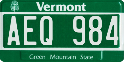 VT license plate AEQ984