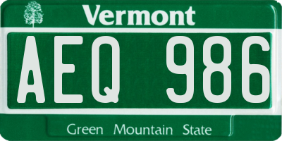 VT license plate AEQ986