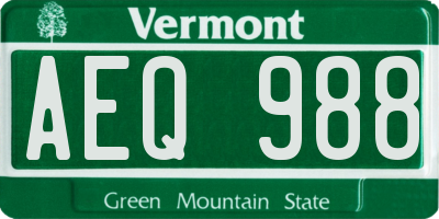 VT license plate AEQ988