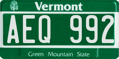 VT license plate AEQ992