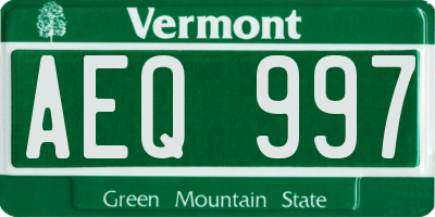 VT license plate AEQ997
