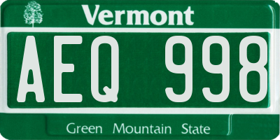 VT license plate AEQ998