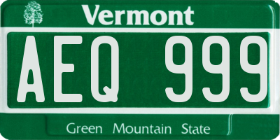 VT license plate AEQ999