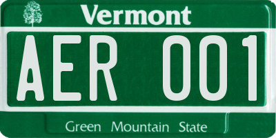 VT license plate AER001