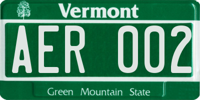 VT license plate AER002