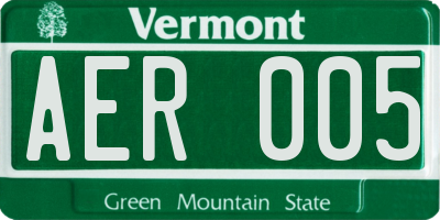 VT license plate AER005